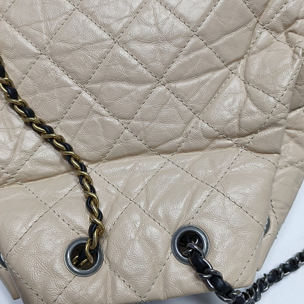 GABRIELLE Small Quilted Calfskin Beige