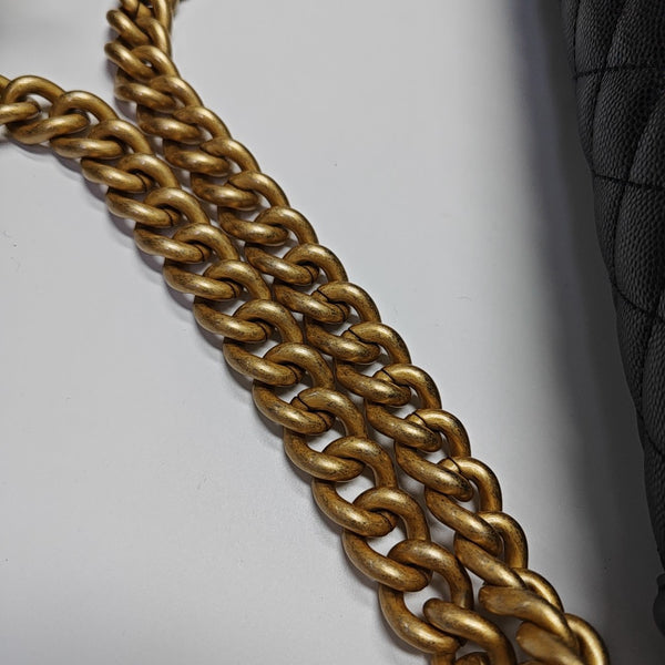 Authenticated pre-owned BOY CHANEL Medium Quilted Grained Calfskin Black - Shoulder Bag at Looply