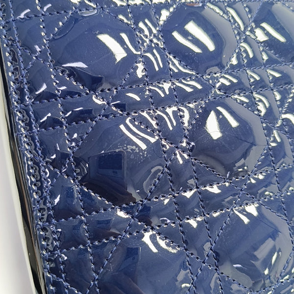 Lady Dior Large Cannage Patent Leather Blue