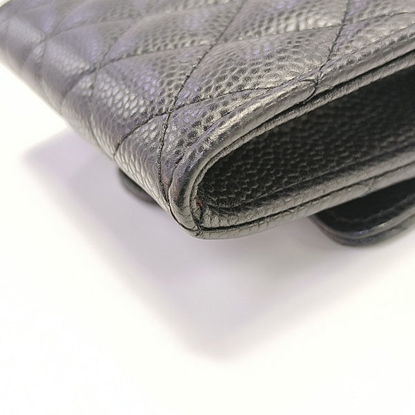 CLASSIC FLAP Quilted Grained Calfskin Black Card Holder