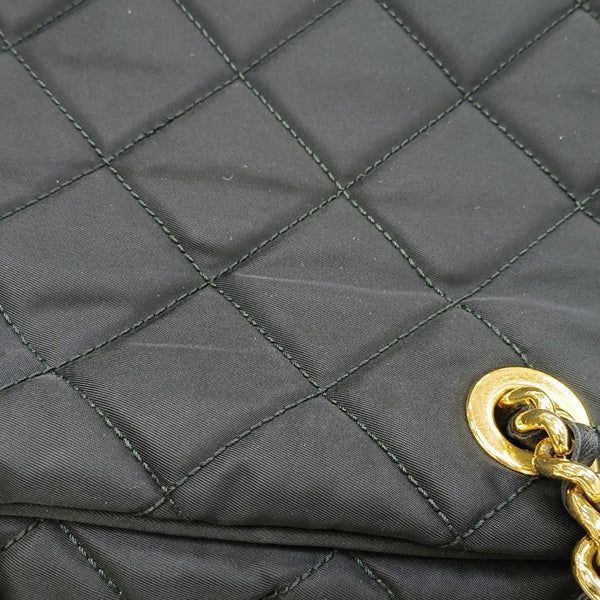 Quilted Nylon Shoulder Bag Black