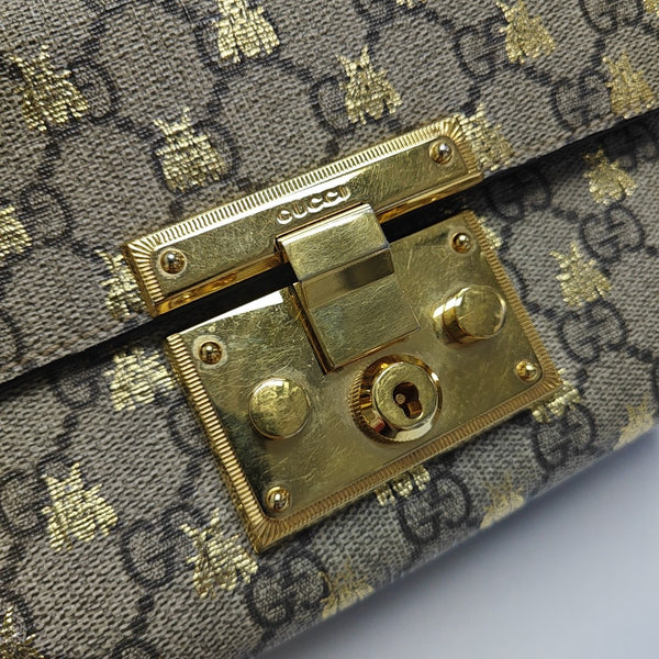 Padlock Small Monogram Coated Canvas Beige