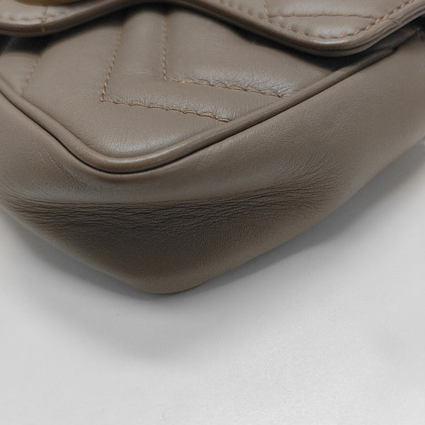 GG Marmont Mini Quilted Calfskin Beige