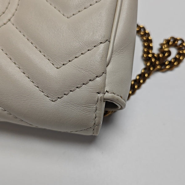 GG Marmont Mini Quilted Calfskin White