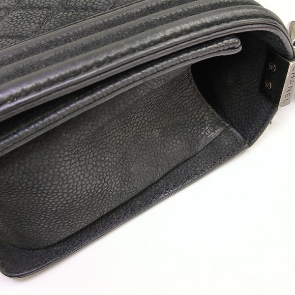 BOY CHANEL Medium Quilted Grained Calfskin Black
