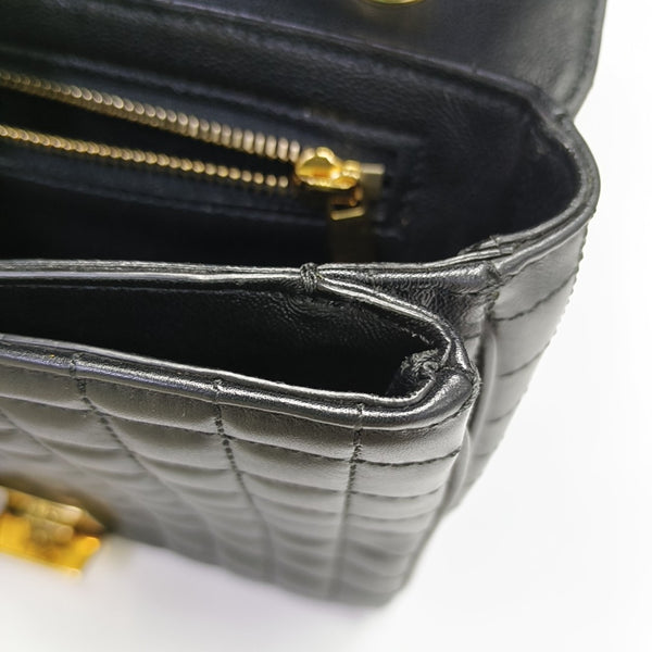 C Small Quilted Calfskin Black