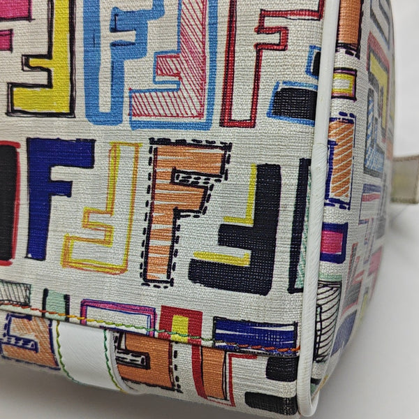 Coated Canvas Top Handle Bag White
