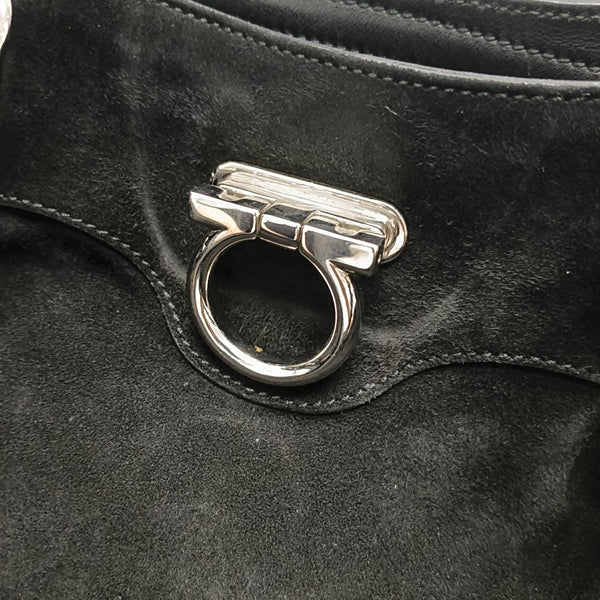 Suede Top Handle Bag Black