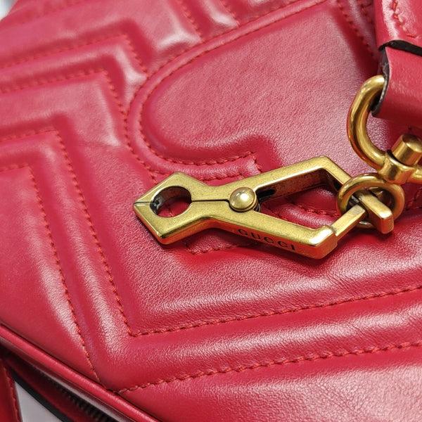 GG Marmont Medium Quilted Calfskin Red