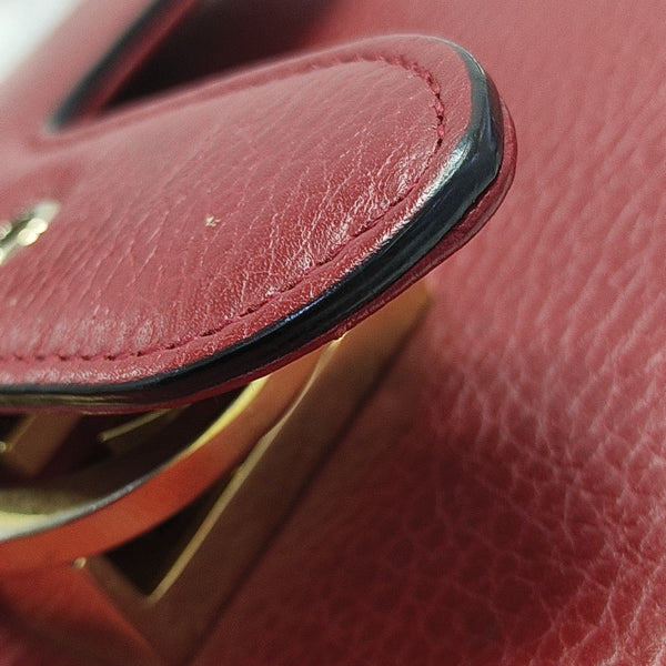 Interlocking G Small Calfskin Red