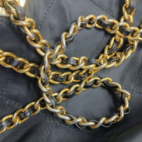 Quilted Nylon Shoulder Bag Black