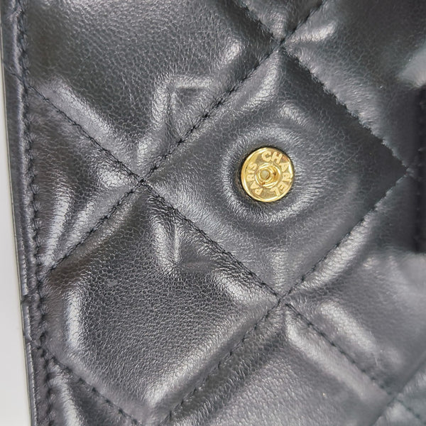 Quilted Lambskin Shoulder Bag Black