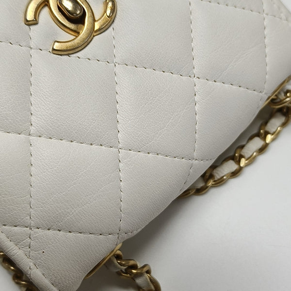 Quilted Lambskin Crossbody Bag White