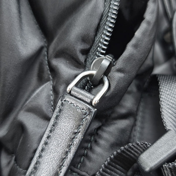 Quilted Nylon Backpack Black