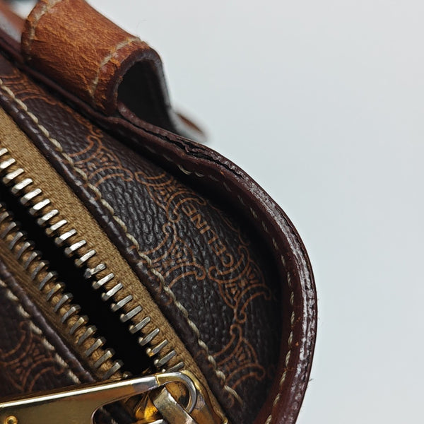 Coated Canvas Shoulder Bag Brown