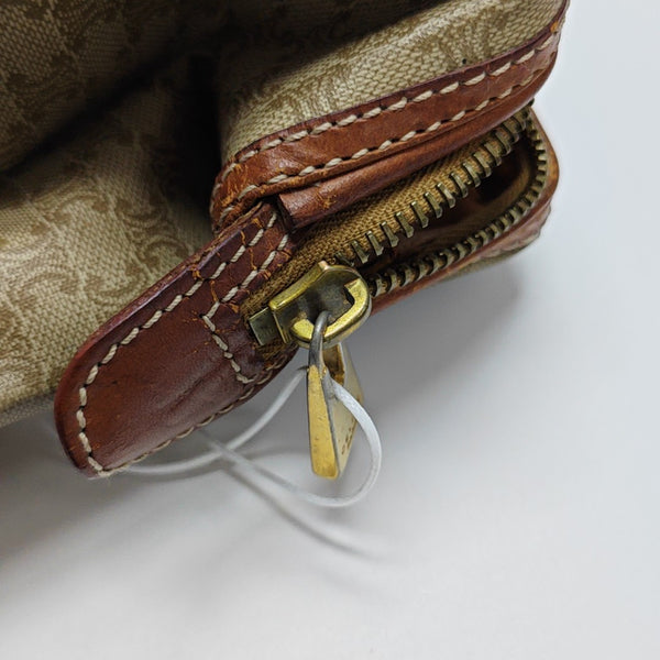 Coated Canvas Clutch Beige