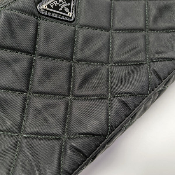 Quilted Nylon Shoulder Bag Black