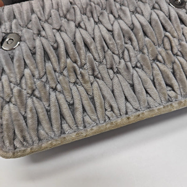 Quilted Velvet Shoulder Bag Gray