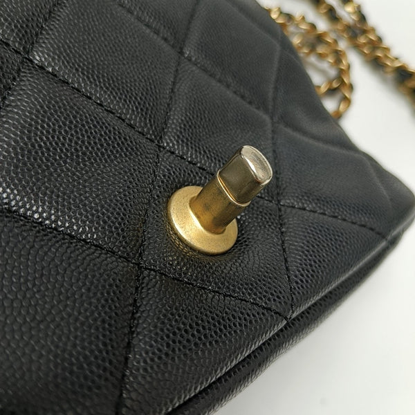 CLASSIC FLAP Mini Quilted Grained Calfskin Black