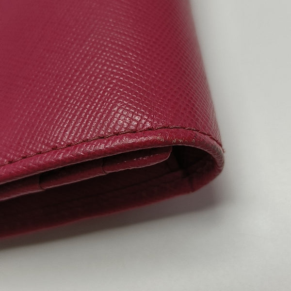 Fold Wallet Saffiano Calfskin Red Wallet