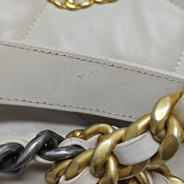 CHANEL 19 Large Quilted Lambskin Beige
