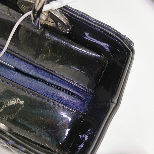 Lady Dior Medium Quilted Patent Leather Blue