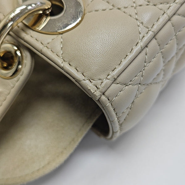 Lady Dior Small Cannage Lambskin Beige