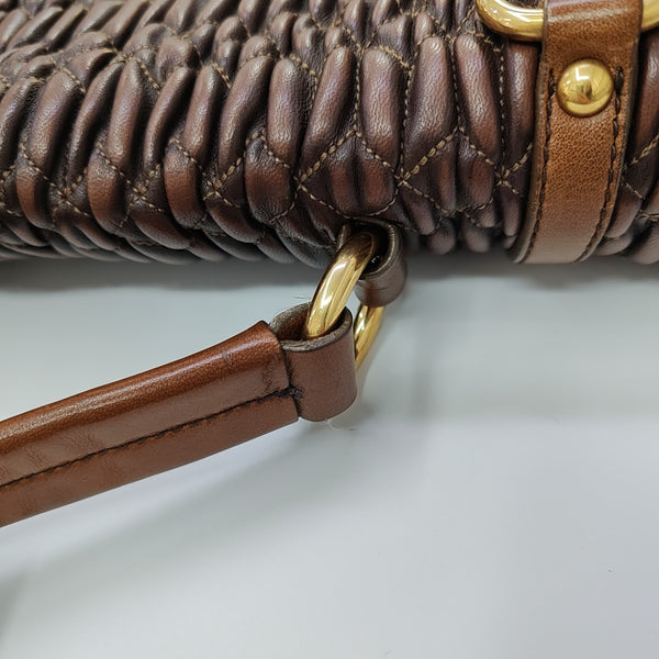 Crystal Quilted Lambskin Brown