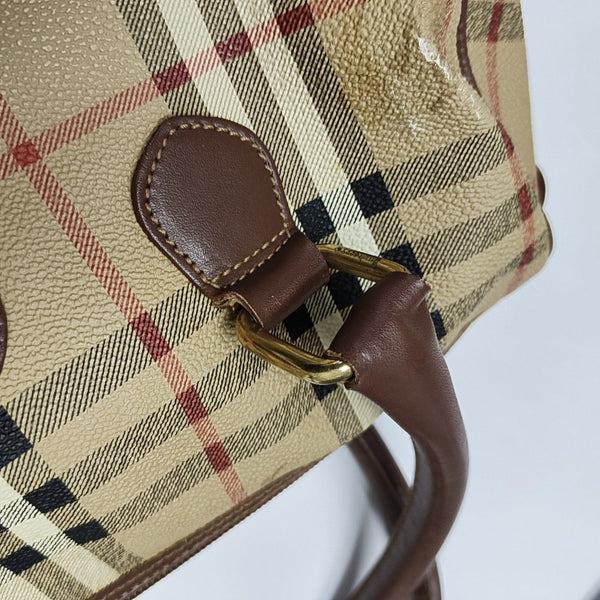 Coated Canvas Top Handle Bag Beige