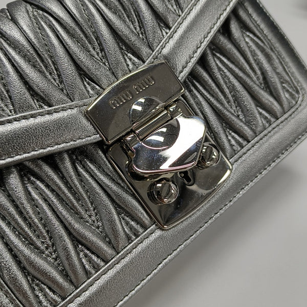 Miu Confidential Quilted Lambskin Silver