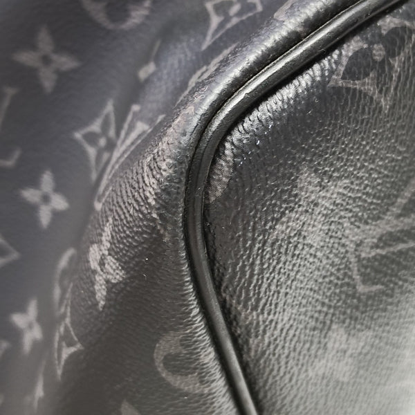 KEEPALL 55 Monogram Coated Canvas Black