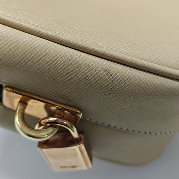 Leather Top Handle Bag Beige