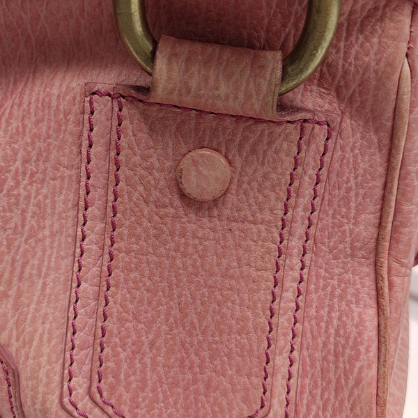 Leather Top Handle Bag Pink