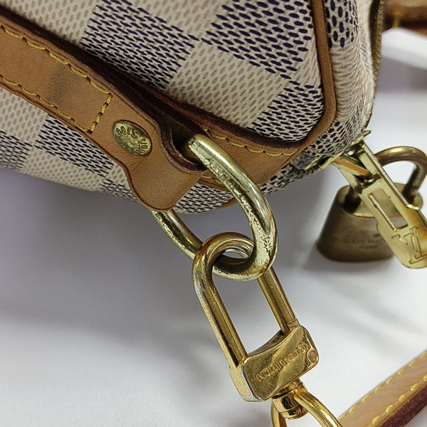 SPEEDY 30 Damier Azur Coated Canvas White
