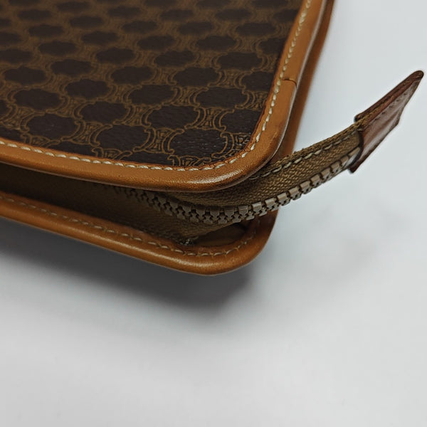 Coated Canvas Clutch Brown