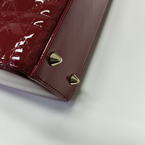 Lady Dior Small Cannage Patent Leather Red