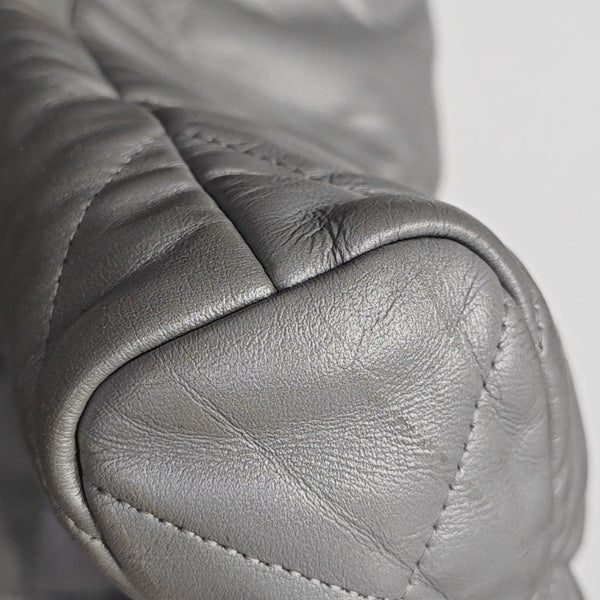 Quilted Calfskin Tote Bag Silver