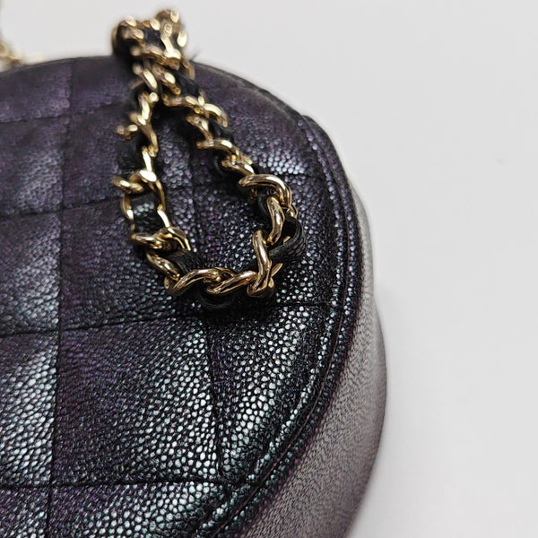 ROUND Quilted Calfskin Metallic