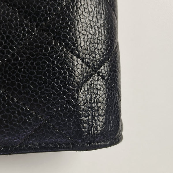 CLASSIC FLAP Mini Quilted Grained Calfskin Black Wallet