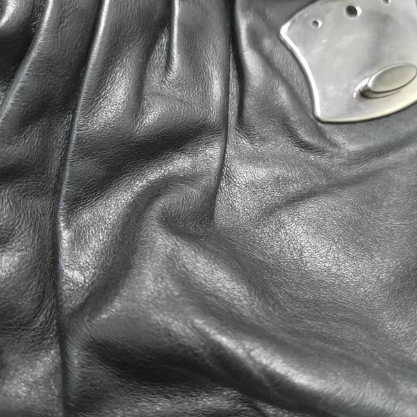 Leather Top Handle Bag Black