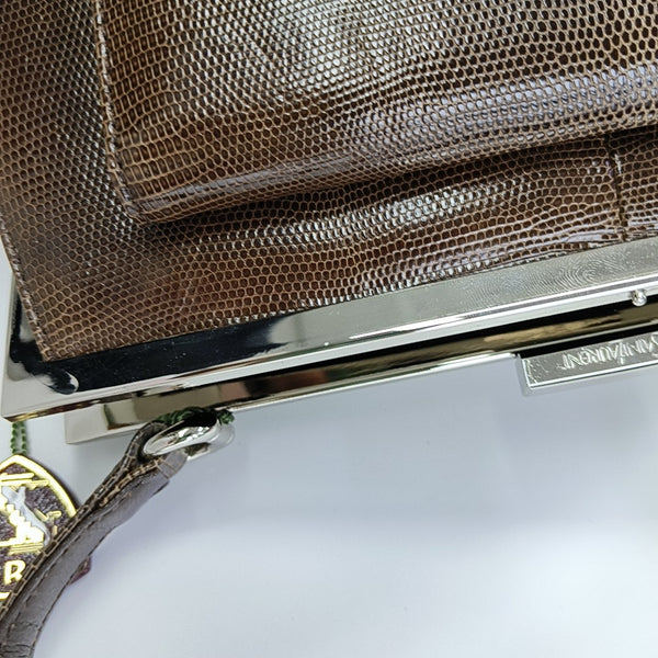 Lizard Top Handle Bag Brown