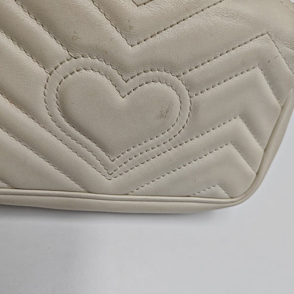 GG Marmont Mini Quilted Calfskin White