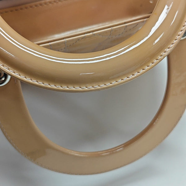 Lady Dior Medium Cannage Patent Leather Beige
