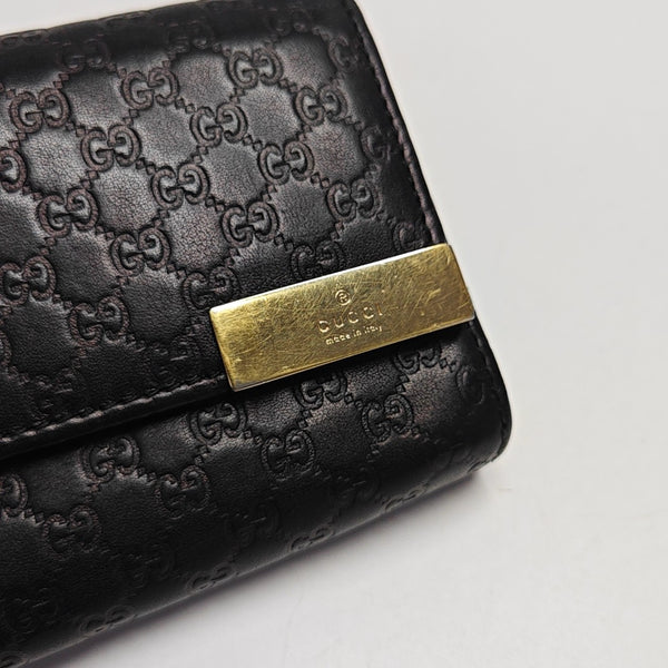 Microguccissima Monogram Calfskin Black Wallet