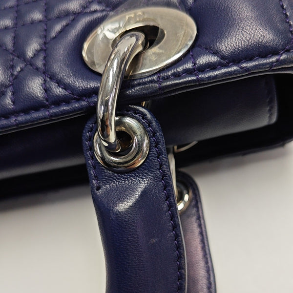 Lady Dior Small Cannage Lambskin Blue