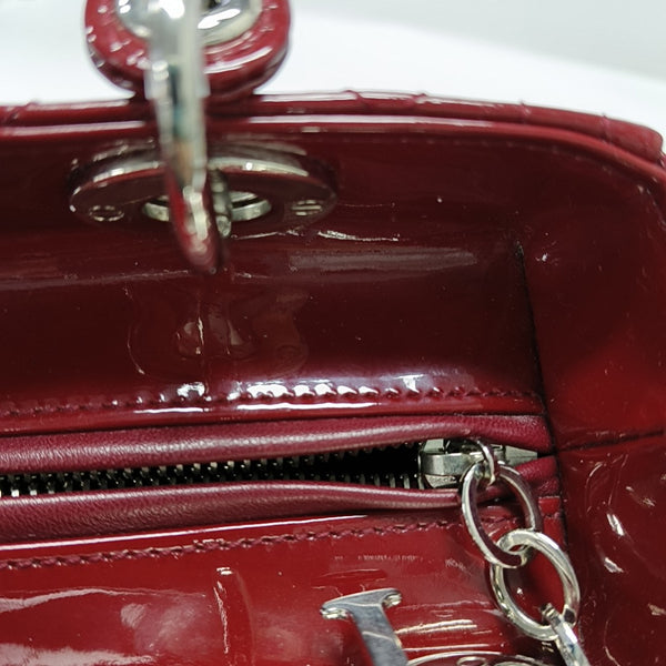 Lady Dior Medium Cannage Patent Leather Red