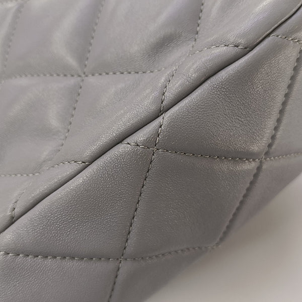 Quilted Lambskin Top Handle Bag Gray