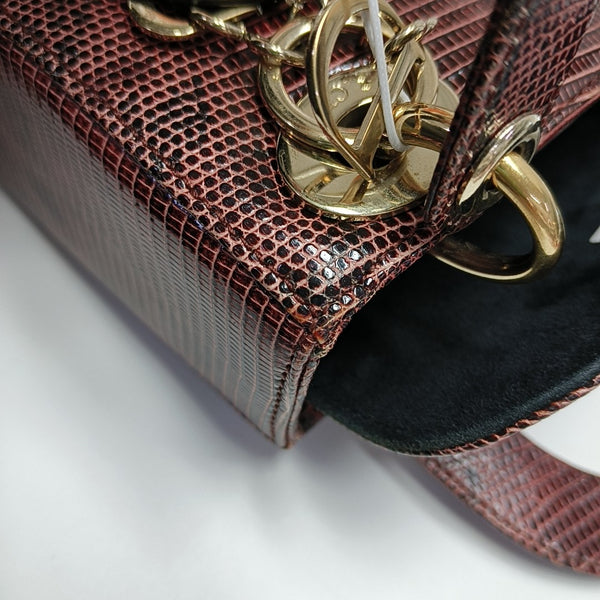 Lady Dior Mini Lizard Red