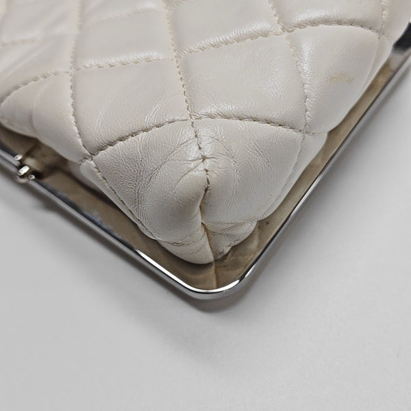 Quilted Lambskin Shoulder Bag White