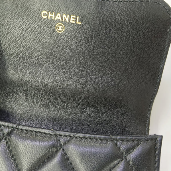Quilted Lambskin Shoulder Bag Black